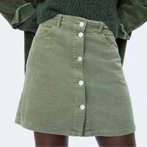 ZARA corduroy button up mini skirt